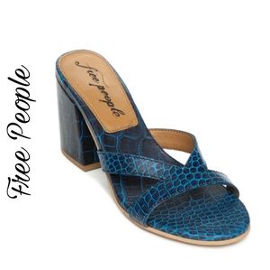 Free People Charlie V Heel Slip-on Blue Sandals